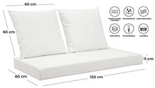 Cuscini Belem ecopelle Bianco mis.120x60 + schienali 60x60 pz.02 per Esterno/Interno arredo pallet da Giardino Divanetto per bancale Cuscini interno poliuretano Tessuto Lavabile Sfoderabile