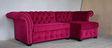 JVmoebel Design Chesterfield - Divano angolare in tessuto, colore: Rosa - Arredi Casa