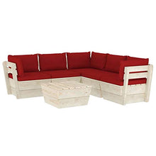 SKM Set Divani da Giardino su Pallet 6 pz con Cuscini Legno Abete (118.9kg) Rosso-3537