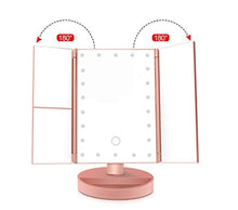 LCSD Specchi Compatti Nero Vanity Makeup Mirror,22 LED Luce Trucco Specchio Touch Screen LED Specchio Lusso Specchio 1X/2X/3X/10X Specchi d'ingrandimento 180 Gradi Tavolo Regolabile