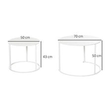 giordano shop Set 2 Tavoli da Giardino Sovrapponibili Ø70 cm e Ø50 cm in Ferro Bianco