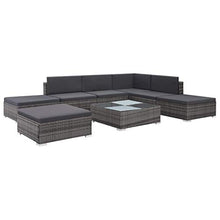 Festnight- Set Divano da Giardino, Set Divano Esterno 20 pz in Polyrattan Grigio