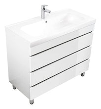 Mobile bagno a terra Talis 100 bianco lucido, 3 cassetti senza maniglie