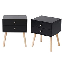 Comodino con 2 Cassetti, Armadietto Notte Cassettiera Realizzato in MDF, tavolino d'appoggio, Set 2 Tavolino per Divano, Organizer per Camera da Letto Bagno (Nero)