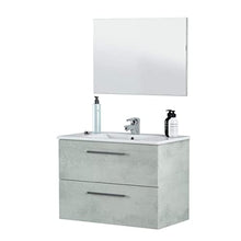 MarinelliGroup Mobile Bagno 80 cm sospeso con lavabo in Ceramica e Specchio con cassetti Cemento Dafne