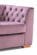 Natura Sofa - Divano fisso vintage Luna, 3 posti, velluto lilla, ispirazione Chesterfield, lunghezza 197 cm.