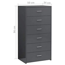 FAMIROSA Credenza con 6 Cassetti Grigio Lucido 50x34x96 cm in Truciolato