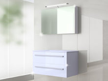 Inter Bagno Set di mobili da Bagno lavandino armadietto con Specchio + congelatore 90 cm o 120 cm, Colore: Bianco Lucido