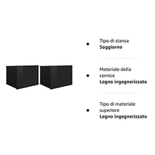 vidaXL Comodini Nero Lucido 2 pz 40x30x30 cm in Truciolato