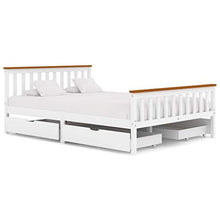 FAMIROSA Giroletto con 4 Cassetti Bianco in Massello di Pino 140x200 cm-0438