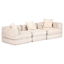 vidaXL Pouf Modulare a 3 Posti Comodo Ampio Divano Letto Robusto Resistente Durevole Solido Arredo Camera Mobile Imbottito Decorativo Beige in Tessuto