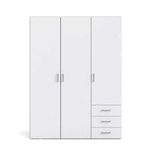 Dmora Armadio Guardaroba Ante battenti e Tre cassetti, Colore Bianco, 115 x 49 x h175 cm