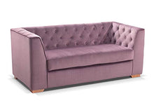 Natura Sofa - Divano fisso vintage Luna, 3 posti, velluto lilla, ispirazione Chesterfield, lunghezza 197 cm.