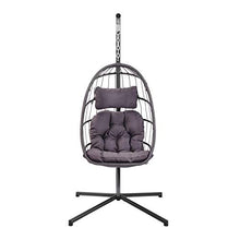 TBDLG Sedia Pensile con Kit per Appendere, Cuscino e Cuscino, Sedia Sospesa a Goccia in Vimini per Interni/Esterni, Sedia Sospesa in Vimini con Uovo in Rattan (Nera)