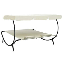 Tidyard Lettino Prendisole con Baldacchino e Cuscini Bianco Crema,Giardino, Terrazza o Spiaggia