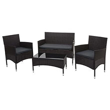 Mendler Salottino da Esterno Giardino HWC-F55 polyrattan Marrone con Cuscini Grigio Scuro