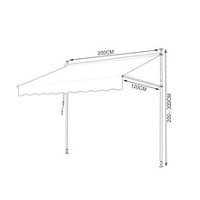 Hengda 200 * 120cm Tenda da Sole Retrattile Avvolgibile Manuale con Pali di Supporto Impermeabile