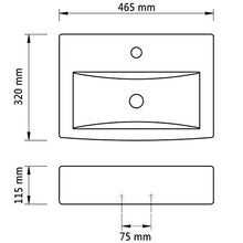 Lavabo in ceramica con foro per rubinetto/troppopieno, colore: nero