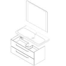 Fackelmann Set di mobili da bagno bianco lucido, 3 pezzi Lavandino in ceramica da appendere Milano 100 cm & specchio da bagno a LED