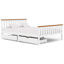 FAMIROSA Giroletto con 2 Cassetti Bianco in Massello di Pino 140x200 cm-0435