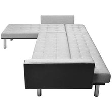 SKM Divano Letto ad Angolo Tessuto 218x155x69 cm Bianco e Grigio A