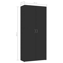 Irfora Armadietto Bianco Lucido Nero in Truciolato 80x35,5x180 cm