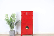 Yajutang Credenza cinese con 4 cassetti, 2 ante, colore: rosso