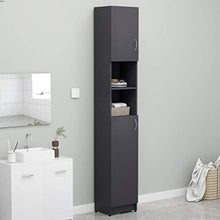 Colonna bagno – Moderno mobile bagno – Include 4 ripiani e 2 ripiani aperti, 32 x 25,5 x 190 cm, colore: grigio