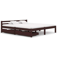 SKM Giroletto con 2 Cassetti Marrone Scuro Legno di Pino 160x200 cm (31.59kg)