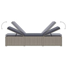 vidaXL Lettino Prendisole con Tavolino e Cuscino Foderato con Zip Robusto Elegante Regolabile Sdraio Telaio in Acciaio in Polyrattan Grigio