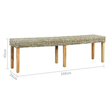 vidaXL - Panchina Kubu in rattan naturale e legno di mango massiccio, 160 cm
