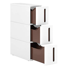 SONGMICS Carrello di rotolamento con 3 cassetti, con ripiano a scomparsa, ripiano per il bagno, con ruote rimovibili, in PP, salvaspazio, 45 x 17 x 63 cm, bianco KFR07WT
