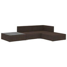 SKM Set Divani da Giardino 4 pz con Cuscini in Polyrattan Marrone (35.9kg)