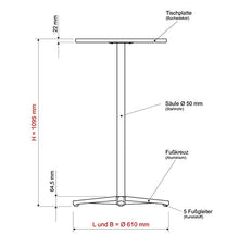MAUL Tavolo Alto, Bianco, 60 x 60 x 109.5 cm