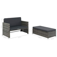 Tidyard Set Divano da Giardino in PE Rattan Regolabile, Divano Letto da Giardino Esterno e Poggiapiedi con Cuscini, 123 x 117 x 66, Grigio