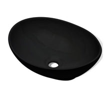 SENLUOWX Lavabo Ovale in Ceramica, Nero, 400 x 330 x 135 mm (L x P x A)