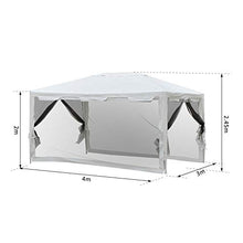 miozzi Gazebo in Tessuto PE con Zanzariera Bianco 4x3m