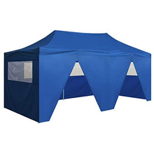vidaXL Gazebo Professionale Pieghevole con 4 Pareti Finestre Trasparenti Tendone Tenda per Feste da Giardino 3x6m in Oxford PVC e Acciaio Blu