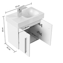 emotion Lavabo con mobiletto, Legno, Bianco Lucido, 53, 2 unità
