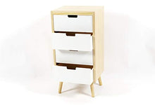 Cassettiera a 4 cassetti, colore bianco naturale