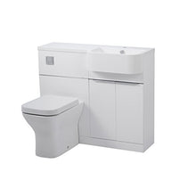 Match Destra Combinazione unità WC e lavabo One Piece Completo (Bianco Lucido)