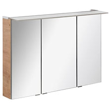 Fackelmann - Set di mobili da Bagno in Rovere Chiaro e Specchio a LED, 100 cm, 2 Pezzi, Colore: Marrone