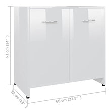 Armadio da bagno, 60 x 33 x 58 cm, colore: bianco lucido