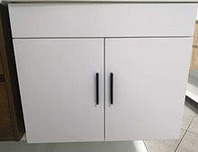GT-LUX Mobile Bagno Lavanderia 60 CM X600P Legno Bianco Rubinetto LAVABO 2 SPORTELLI