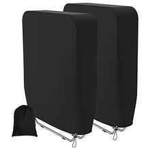 Fodera per sedia reclinabile pieghevole per esterni Copertura per mobili da Giardino in tessuto Oxford impermeabile antivento nero Copertura per lettini prendisole con custodia 93 x 82 cm (2 Pezzi)