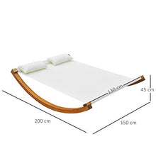 Outsunny Amaca da Giardino con Struttura in Legno, Lettino in Cotone per 2 Persone con Cuscini, 200x150x45cm Bianco