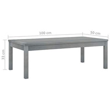 FAMIROSA Tavolino da caffè 100x50x33 cm Grigio Legno Massello di Acacia