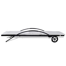 vidaXL Lettino Prendisole Poli Rattan con Cuscino 2 Ruote Nero Sdraio Giardino