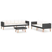 FAMIROSA Set Divani da Giardino 3 pz con Cuscini in Polyrattan Nero-9337