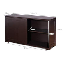 GOPLUS Armadietto da Cucina di Legno,Armadio con 2 Ante Scorrevoli, Marrone/Bianco 107x63x33 cm (Marrone)
